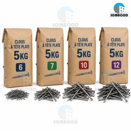 Clous à tête plate en Tunisie – Pointes acier 5 kg | Somacod